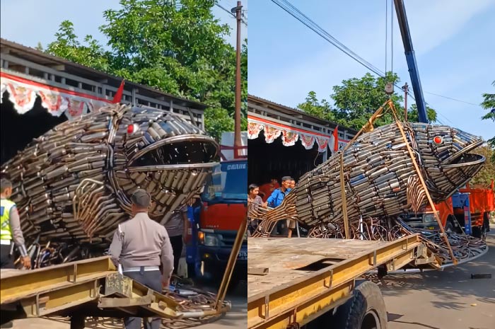 Penampakan ikan raksasa dari knalpot brong hasil razia polisi.