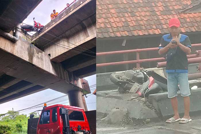Tabrak Pembatas Fly Over, Warga Gisikdrono Semarang Jatuh ke Jalan Raya.