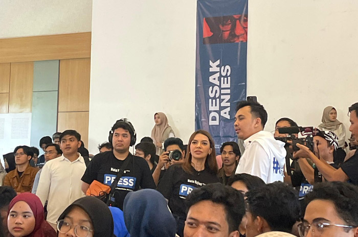 Mbak Nana atau Najwa Shihab saat menghadiri acara &lsquo;Desak Anies&rsquo; di Yogyakarta, Selasa (23/1).
