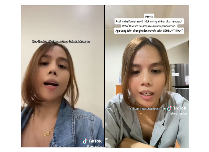 Wanita ini tuntut riwayat pengobatan mendiang kakaknya yang merupakan pasien Rumah Sakit di Batam, disebabkan kondisi perut  kakaknya yang terbelah ketika meninggal dunia. (TikTok @yunasibu)