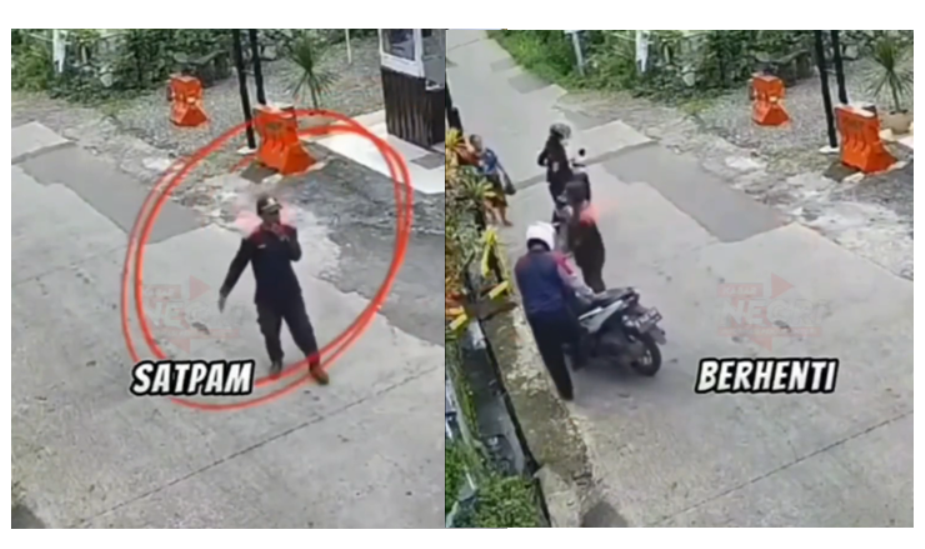 Viral di media sosial, aksi satpam yang sukses gagalkan aksi pencurian motor seorang warga di komplek perumahan di Bandung. (Instagram @terang_media)