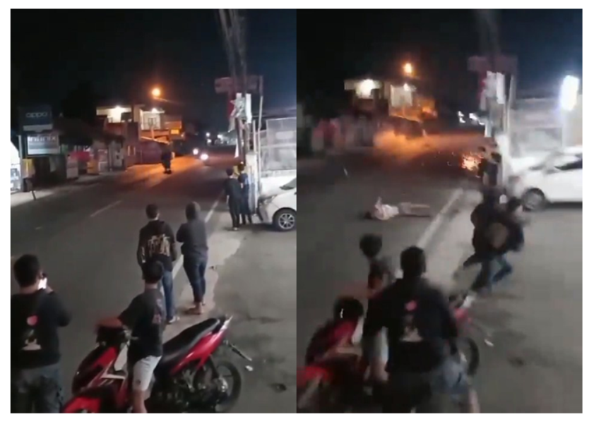 Seorang warga Sukabumi batal menikah setelah tewas tertabrak terduga pelaku balap liar di Cibungbulang, Kabupaten Bogor. (X @folkshittmedia)