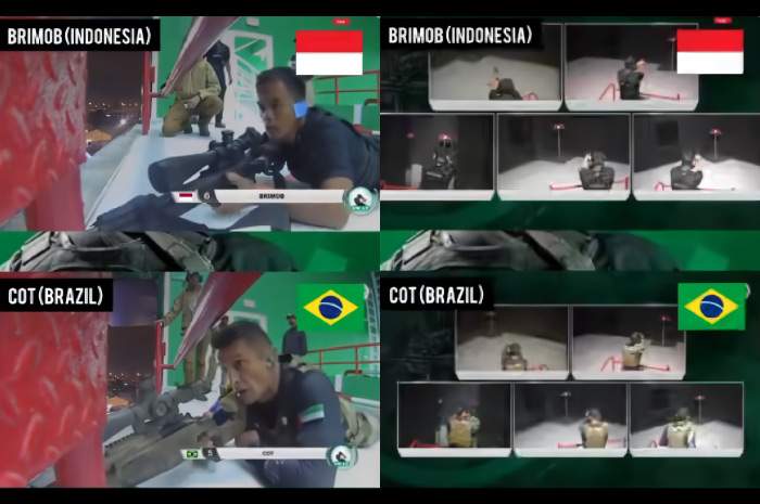 Brimob Indonesia vs COT Brazil di Kejuaraan SWAT Challenge 2024.