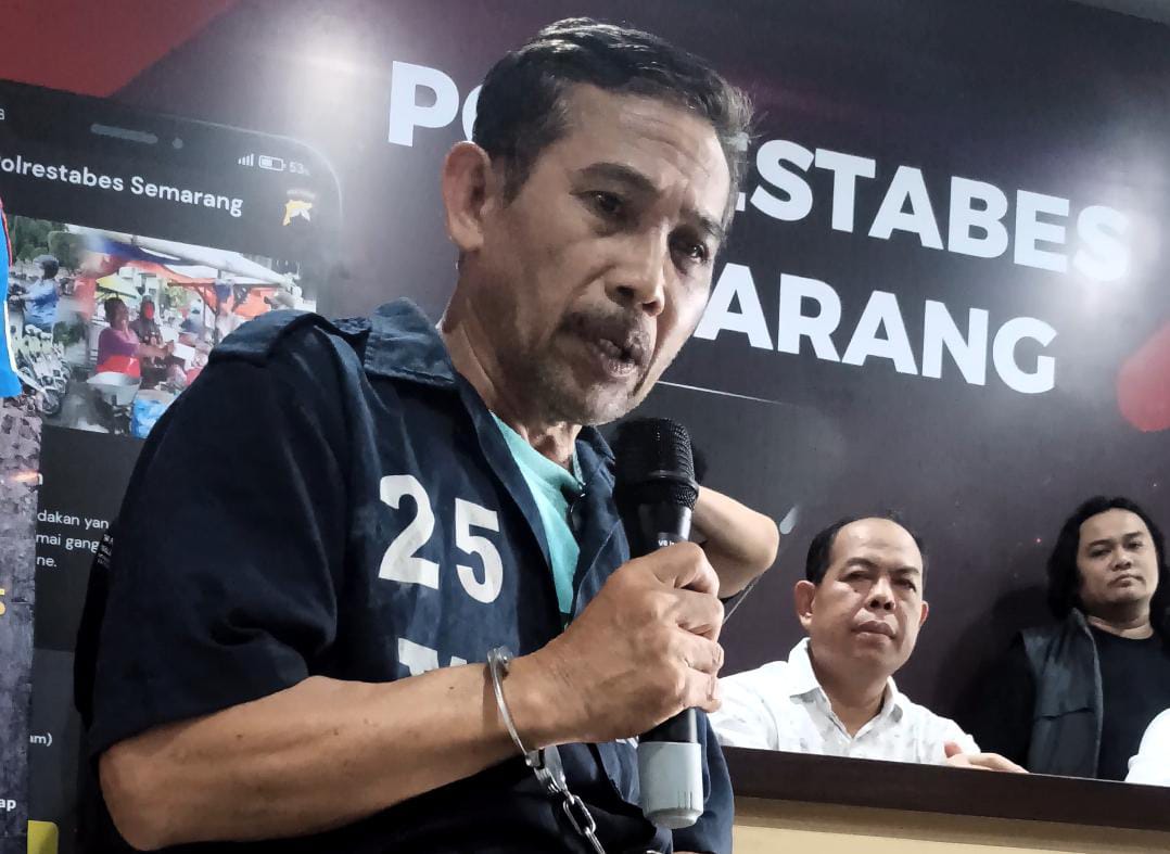 Tersangka pembunuh sekuriti di area pertokoan Banjardowo Genuk Semarang M Hasyim. (M Hariyanto/Jawa Pos Radar Semarang)