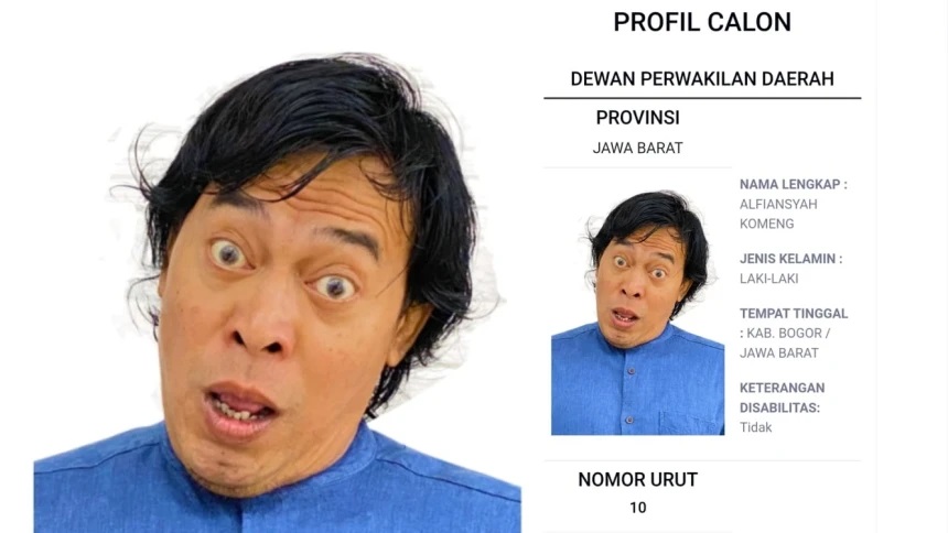 Foto Komeng yang tampil di surat suara DPD RI pada pemilu 2024