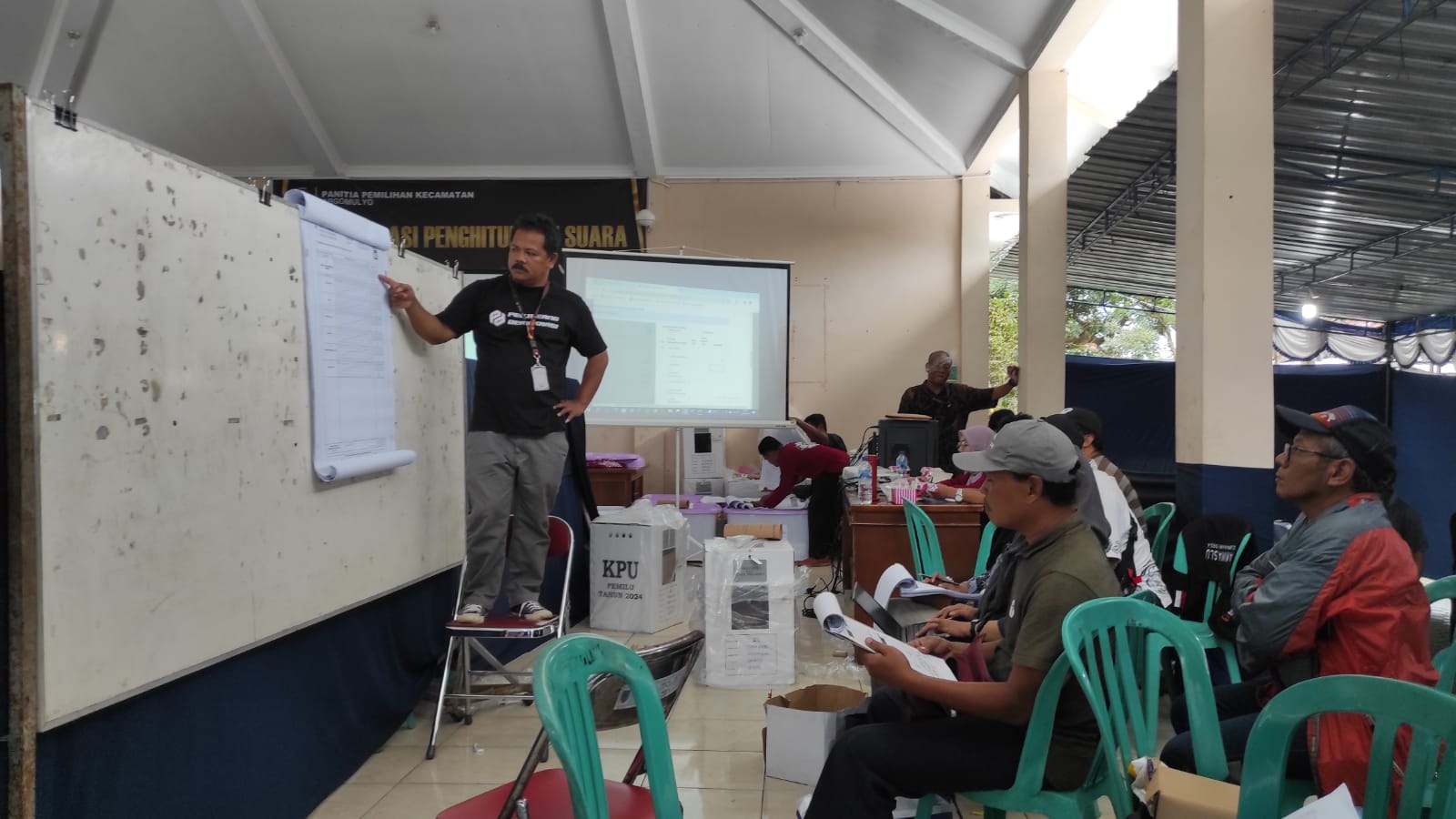 Foto suasana rekapitulasi suara kecamatan di Salatiga. (Dhinar Sasongko/Jawa Pos Radar Semarang)