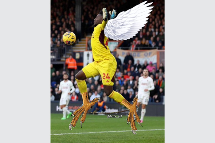 Aksi Andre Onana Terbang yang diedit netizen
