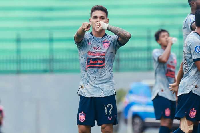 Gali Freitas setelah mencetak gol pertama PSIS menghadapi Dewa United di Stadion Moch Soebroto Magelang Jumat (23/2/2024). (PSIS FC OFFICIAL)