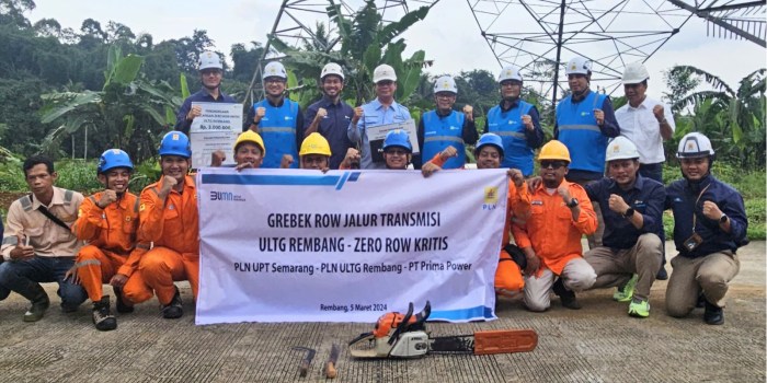 LISTRIK AMAN : UPT Semarang menerjunkan 50 personel ULTG Rembang untuk melakukan inspeksi jaringan transmisi, pemangkasan pohon hingga edukasi keselamatan ketenagalistrikan ke masyarakat di Ring 1.