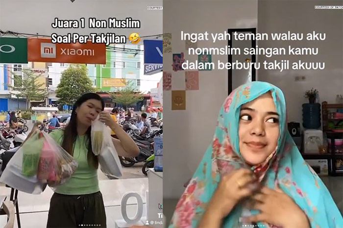 Tangkapan layar video viral nonis berburu takjil Ramadhan.