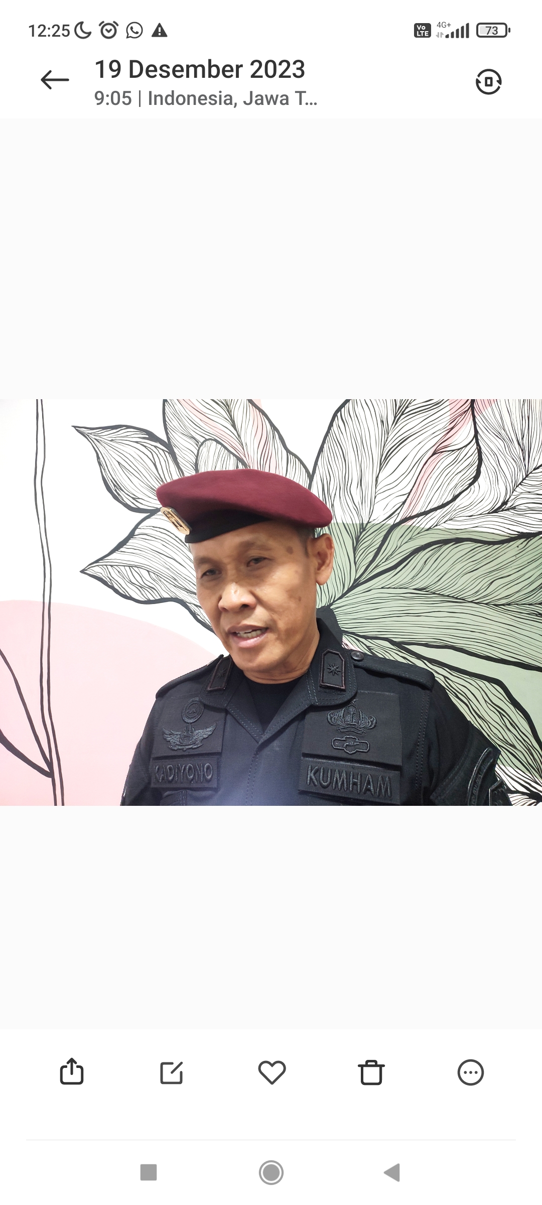 Kepala Divisi Pemasyarakatan Kemenkumham Jateng, Kadiyono