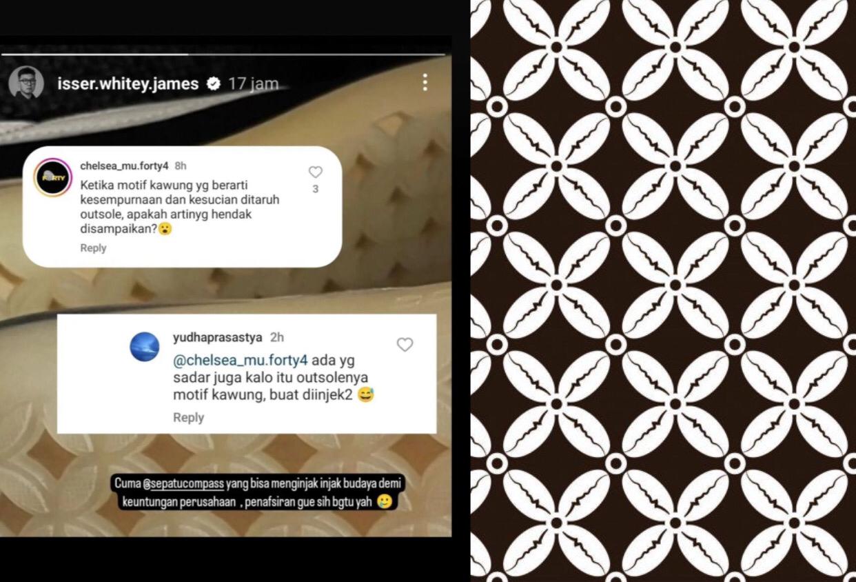 Tanggapan netizen terkait penggunaan outsole bermotif kawung oleh Brand Compass
