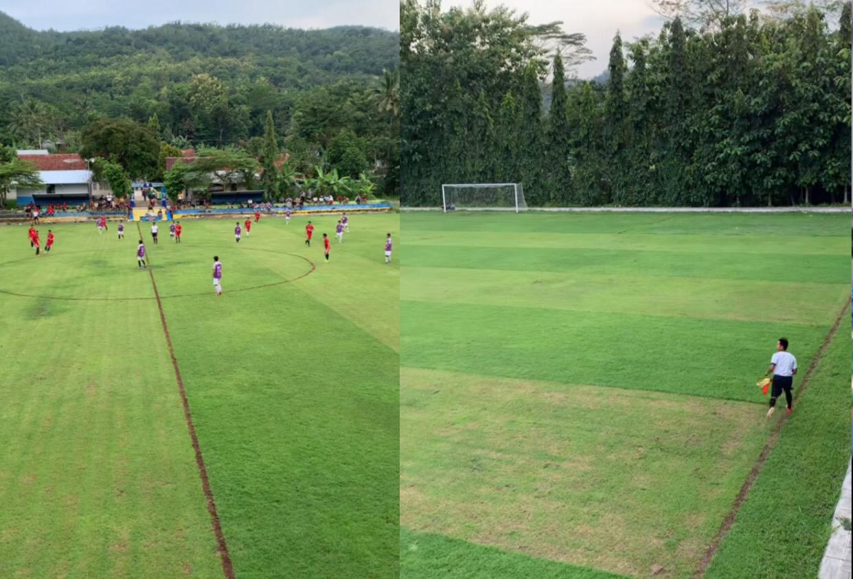 Penampakan lapangan Desa Papringan yang viral karena hasil kelola klub setempat