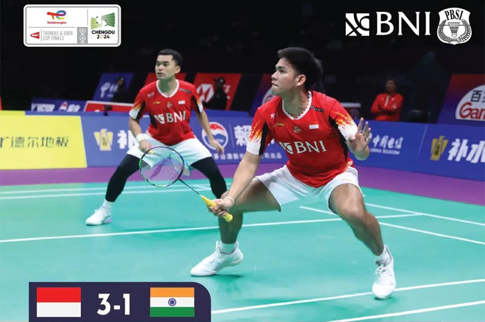Match keempat, Leo Rolly Carnando - Daniel Marthin berhasil membawa tim bulutangkis putra Indonesia mengunci juara Grup C Thomas Cup 2024 setelah menang atas tim India.