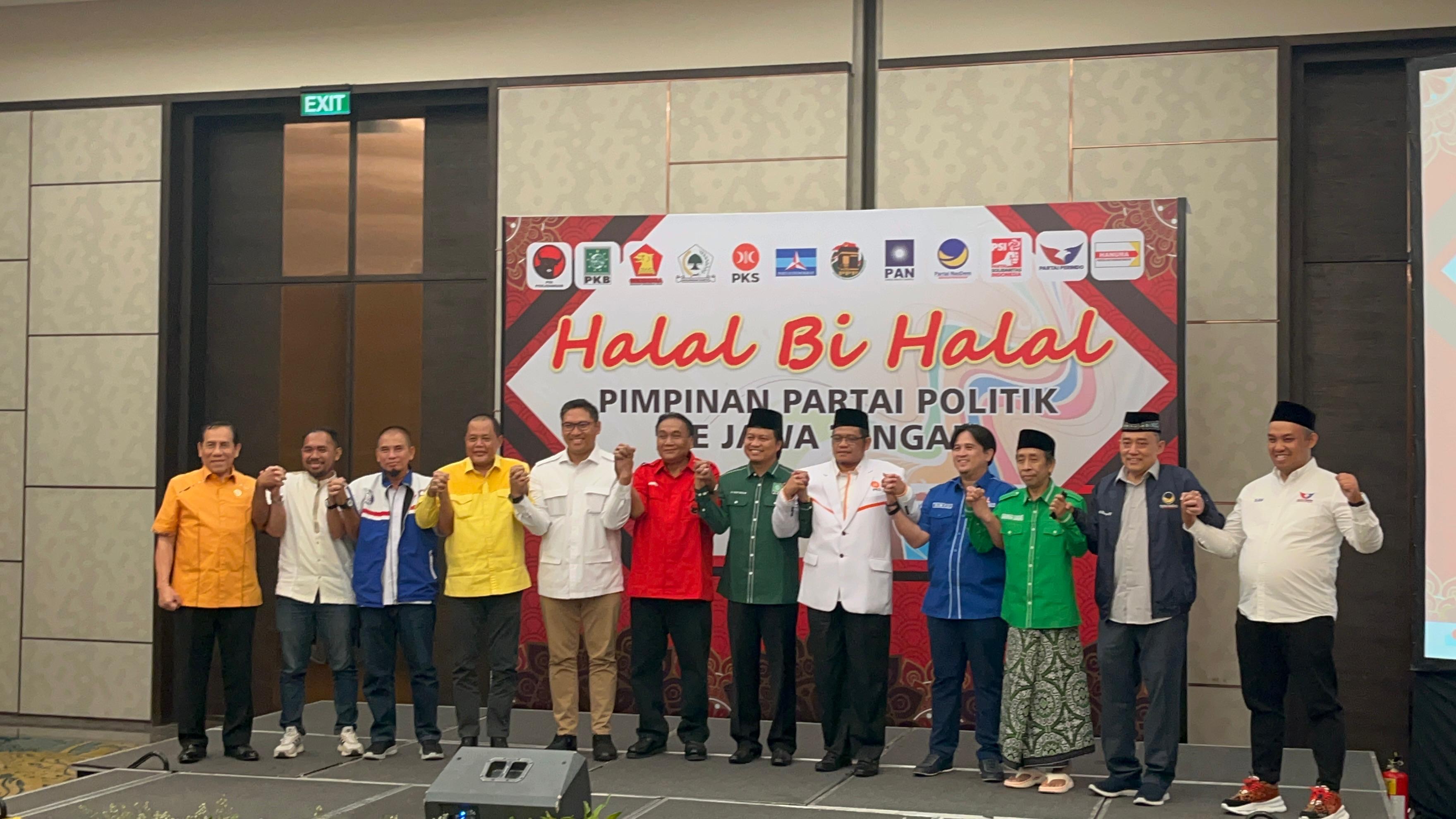 Para pimpinan partai politik di Jawa Tengah bertemu pada acara halal bi halal usai bertanding pada gelaran Pileg dan Pilpres 2024.