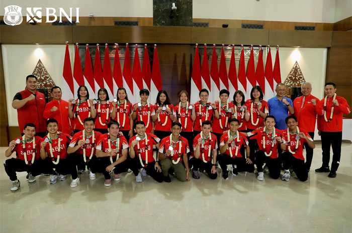 Tim Bulutangkis Indonesia usai kembali ke tanah air dari turnamen Thomas dan Uber Cup 2024.