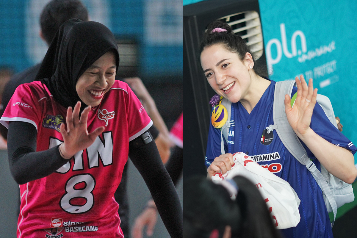 Megawati Hangestri dan Gia Giovanna Milana bakal bentrok pada Proliga 2024 Seri Palembang. (Baskoro Septiadi/Jawa Pos Radar Semarang)