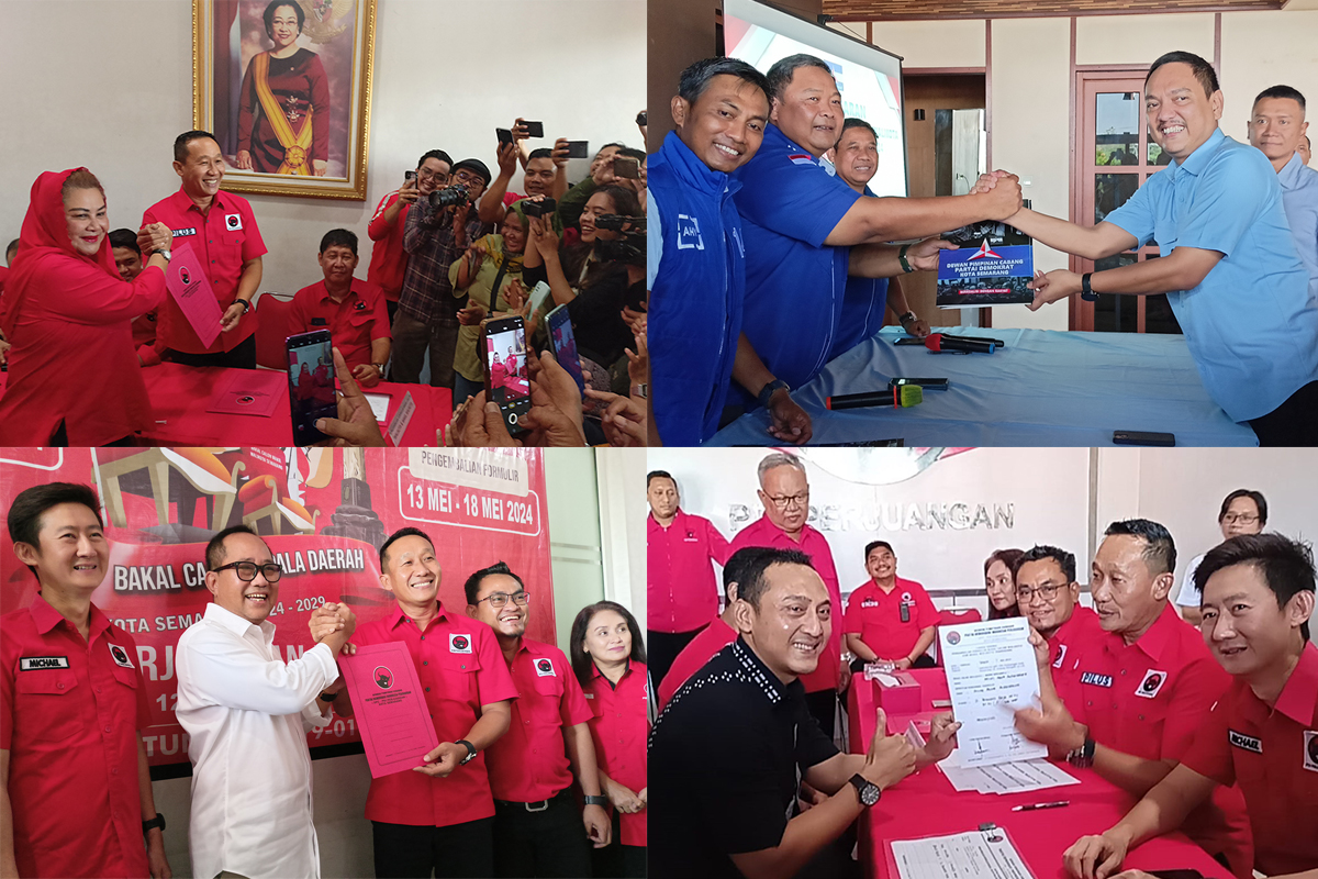 Empat tokoh yaitu Mbak Ita, Yoyok Sukawi, Iswar Aminuddin dan Arnaz Agung Andrarasmara telah resmi mengambil formulir bakal calon Wali Kota Semarang. (Adennyar Wycaksono/Jawa Pos Radar Semarang)