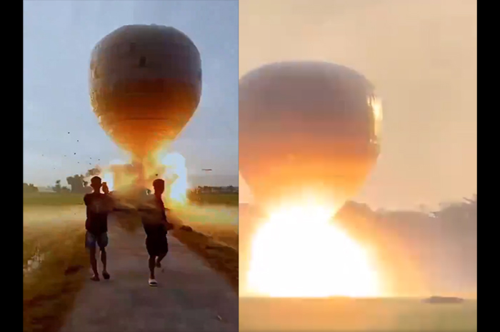 Tangkapan layar insiden balon meledak di Ponorogo.