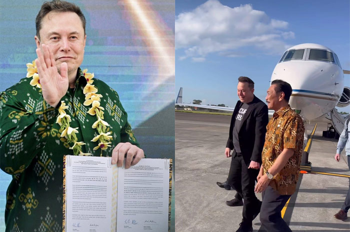 Elon Musk saat resmikan layanan internet satelit Starlink di Bali Indonesia. Kedatangannya disambut Menteri Luhut Binsar Pandjaitan.