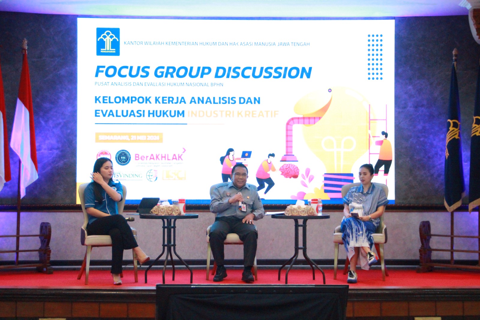 Kanwil Kementerian Hukum dan HAM Jawa Tengah bersama dengan Badan Pembinaan Hukum Nasional menggelar Focus Group Discussion (FGD) di Aula Kresna Basudewa, Selasa (21/5/2024).