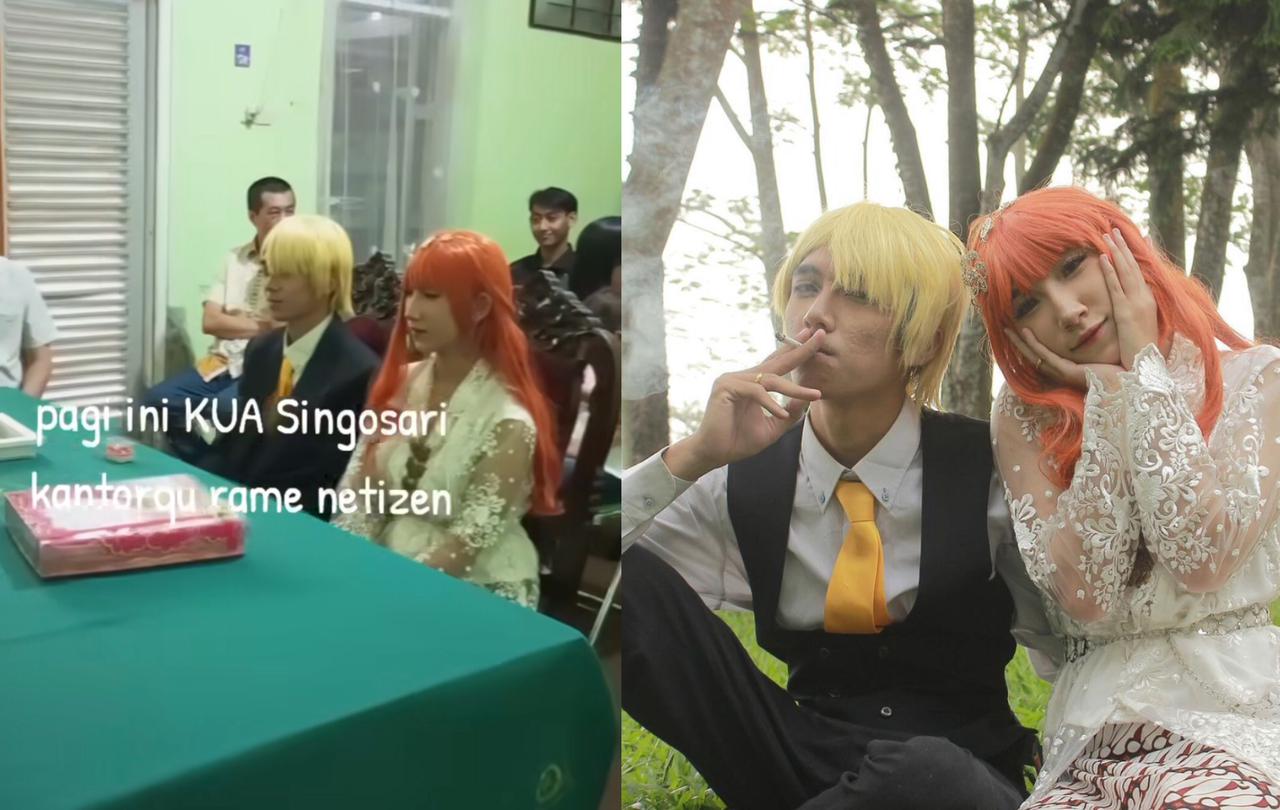 Potret Cosplayer yang Viral Menikah dengan gaya ala Sanji & Nami One Piece