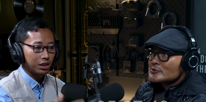 Kolase Tangkap Layar Podcast M. Husein Gaza dan Deddy Corbuzier.