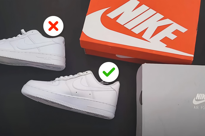 Ilustrasi cara menemukan nomor model Sepatu Nike Original.