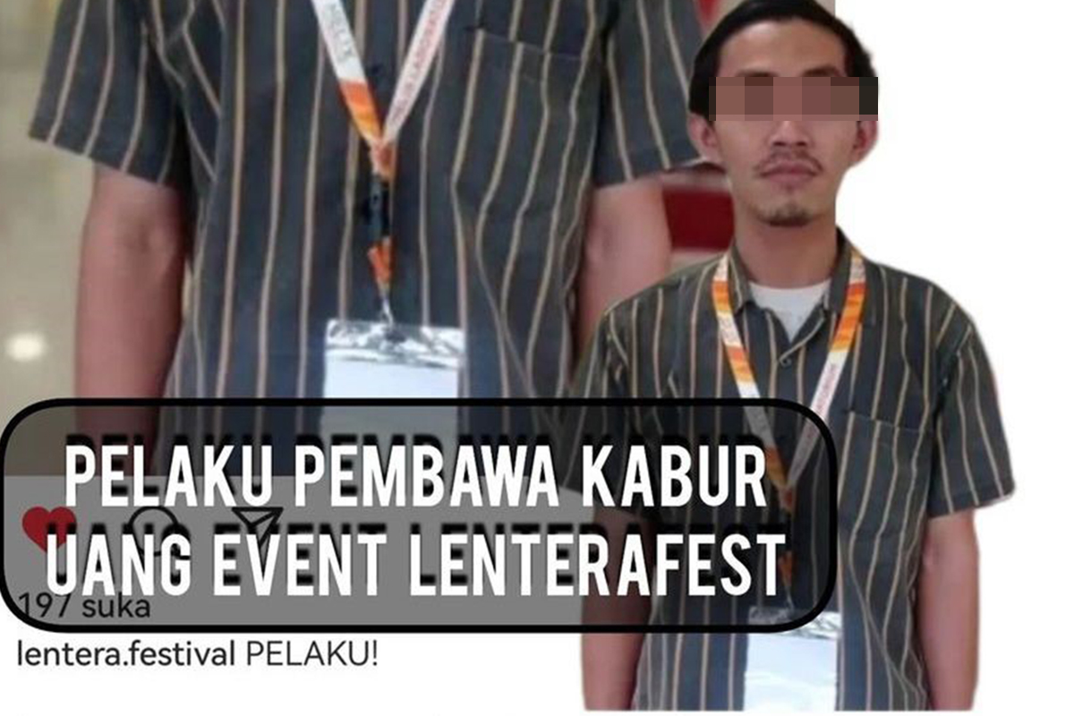 Tangkapan layar sosok yang diduga pelaku pembawa kabur uang konser musik Lentera Fest 2024 di Tangerang yang berujung kerusuhan.