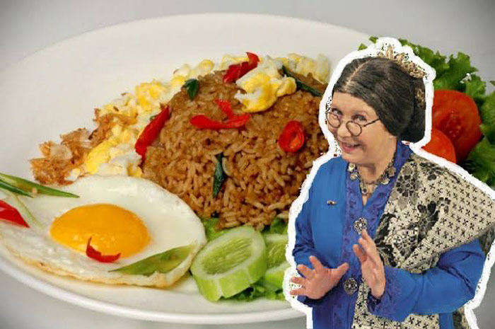 Ilustrasi lirik lagu Geef Mij Maar Nasi Goreng karya seniman multitalenta Tante Lien Wieteke van Dort.