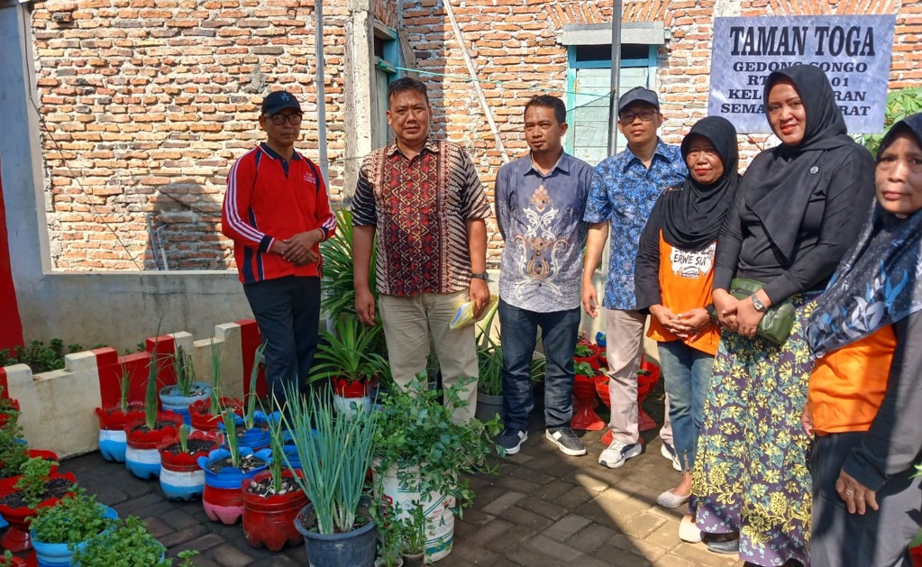 BERTANI : Taman toga di RW 01 Kelurahan Manyaran yang juga digunakan untuk pembibitan tanaman urban farming.