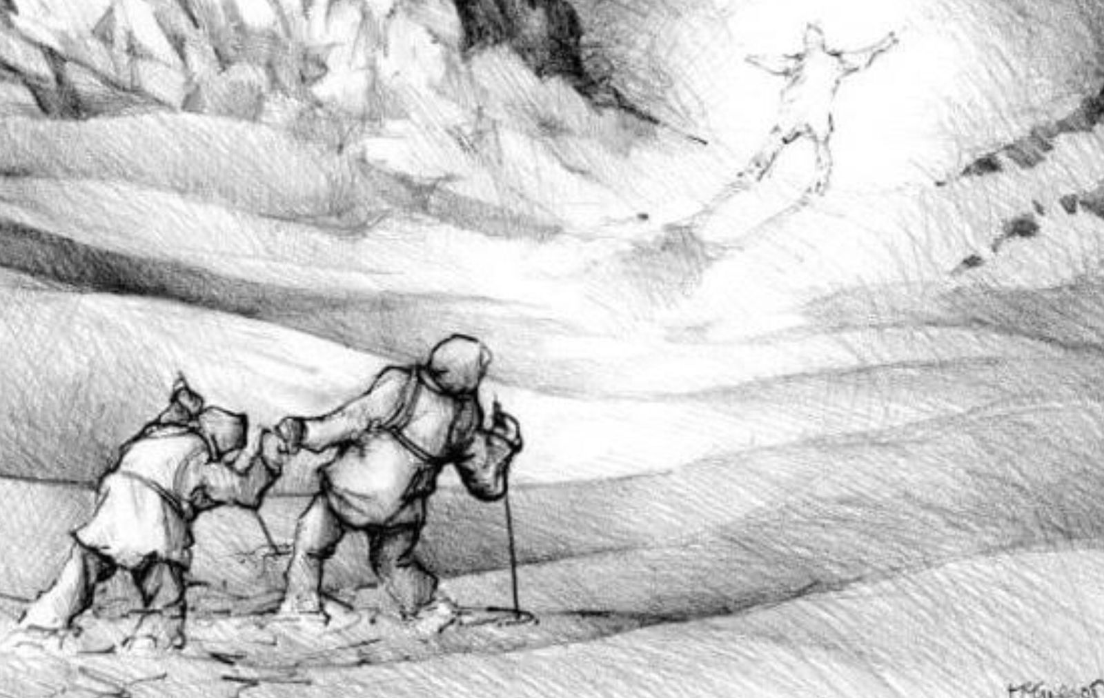Ilustrasi Third Man Syndrome pada pendaki gunung