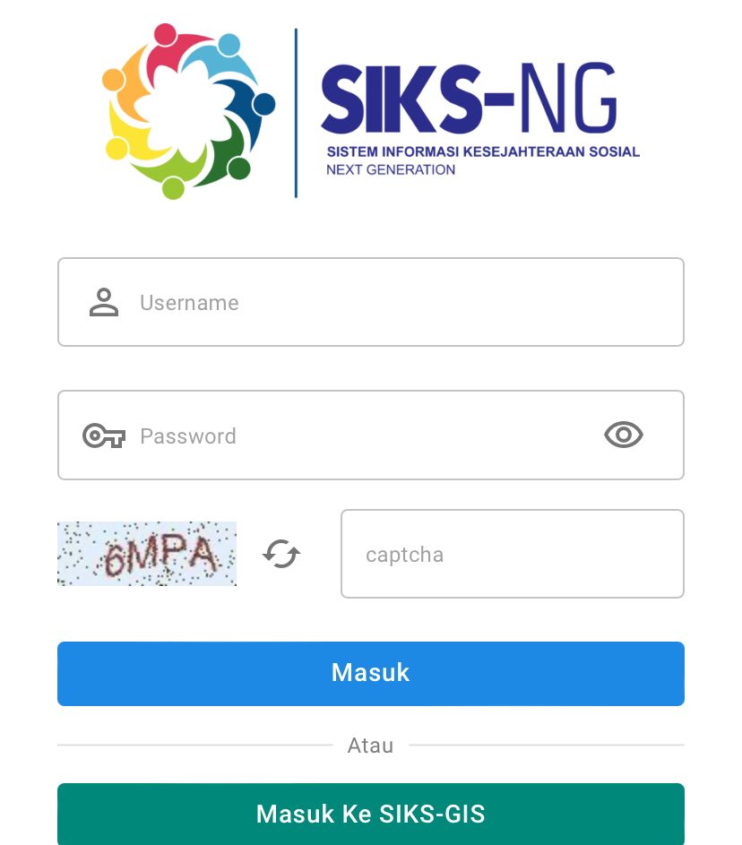 laman Sistem Informasi Kesejahteraan Sosial Next Generation Kemensos RI