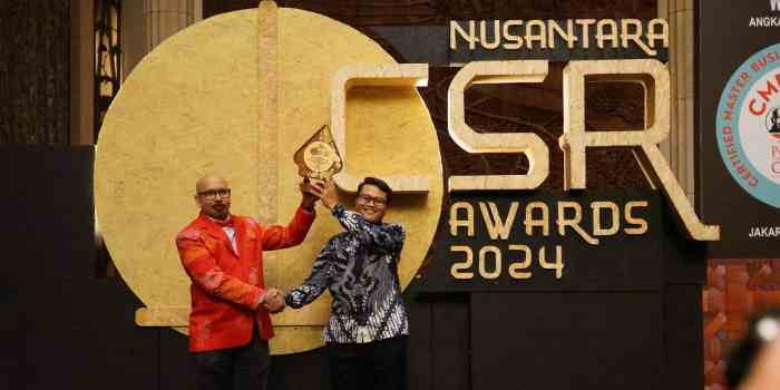 PENGHARGAAN : PT PLN (Persero) UIT JBT dalam menjalankan program TJSL berkelanjutan meraih penghargaan Platinum Plus CSR-SDGs pada Nusantara CSR Awards 2024.