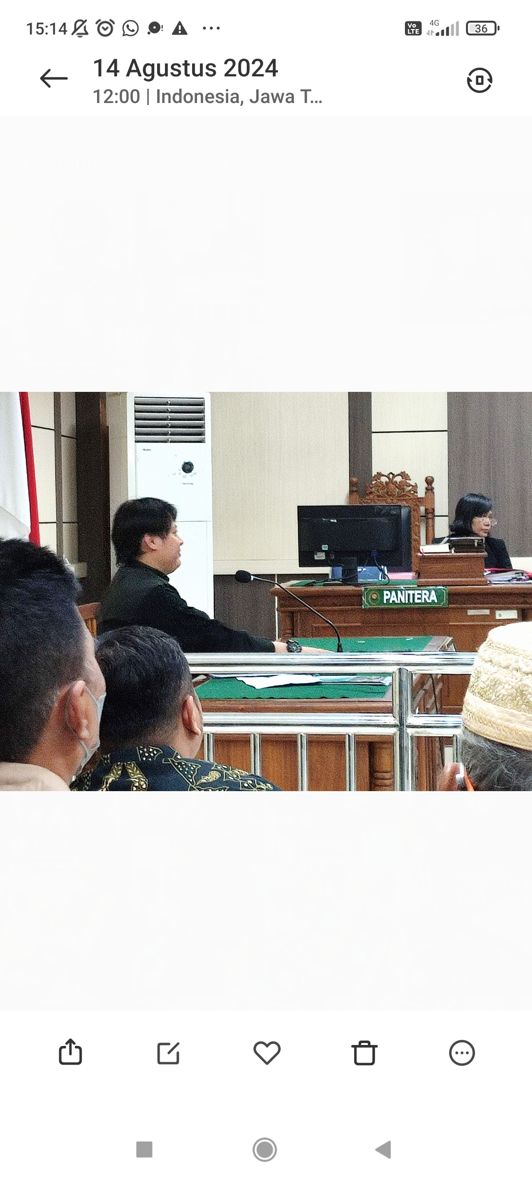 Jaksa Penuntut Umum Kabupaten Semarang, Bagus Bintara Putra saat membacakan surat dakwaan di Pengadilan Tipikor Semarang, Rabu (14/8/2024).