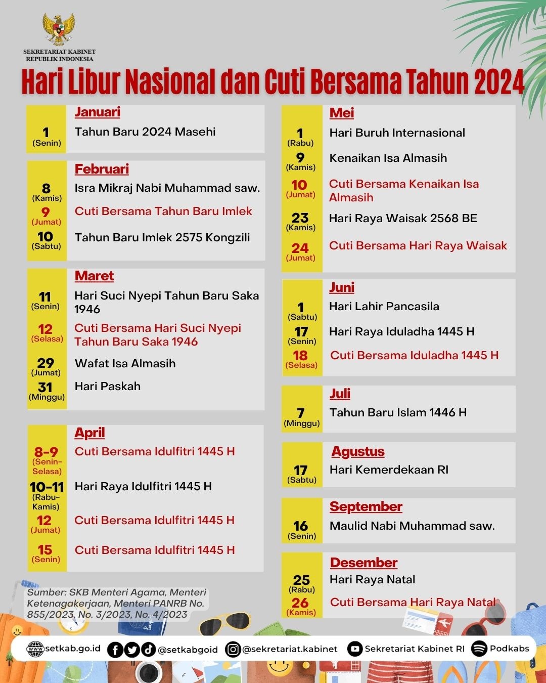 daftar hari libur nasional dan cuti bersama 2024