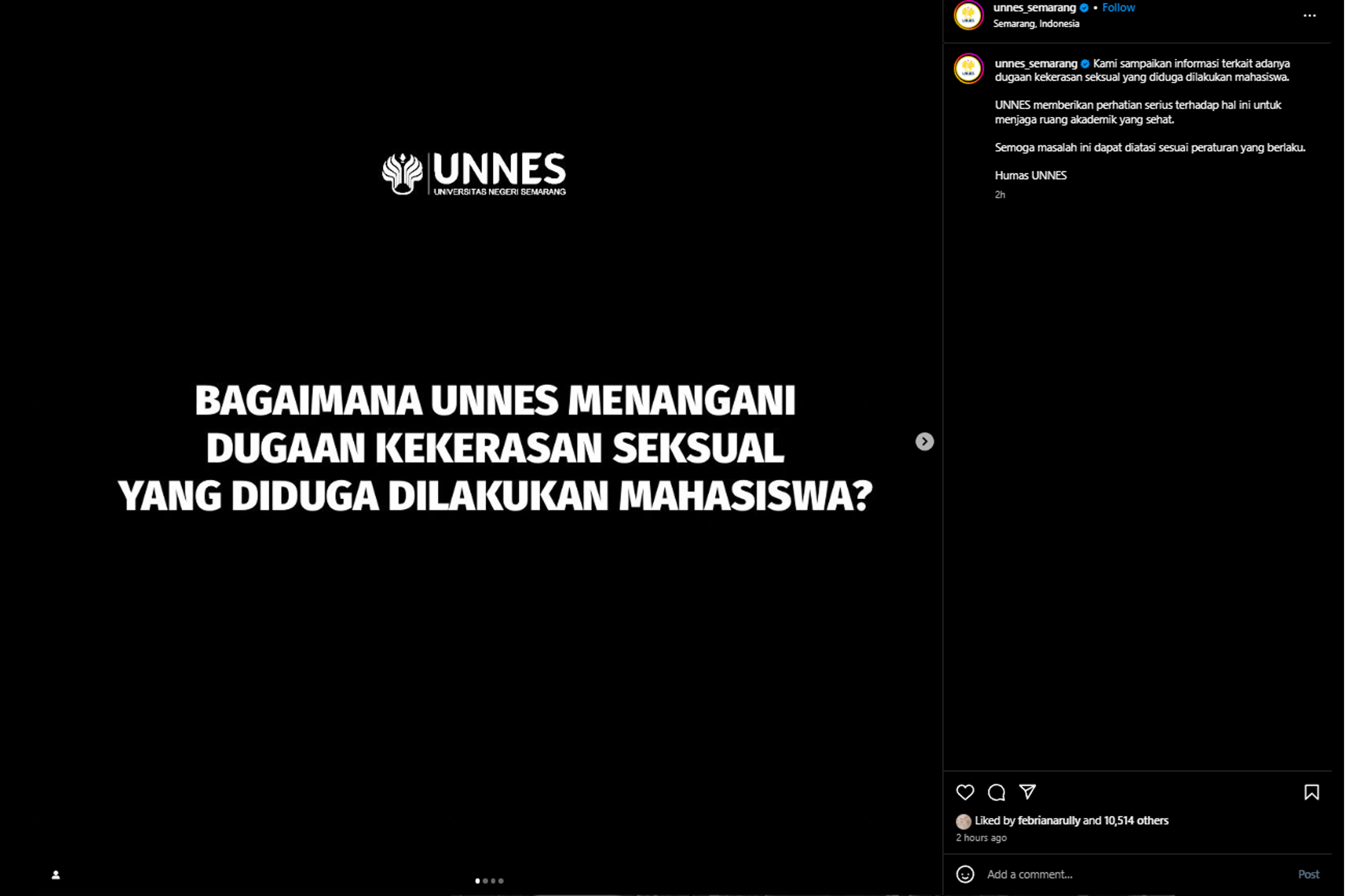 Pengumuman resmi dari Unnes Semarang.