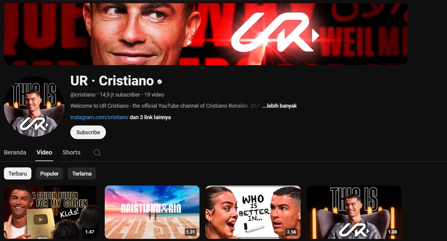Channel YouTube Cristiano Ronaldo