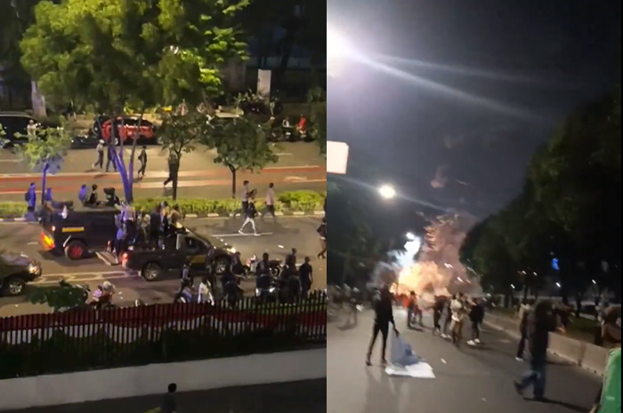 Kondisi terkini demo kawal putusan MK di depan Gedung DPR RI Jakarta.