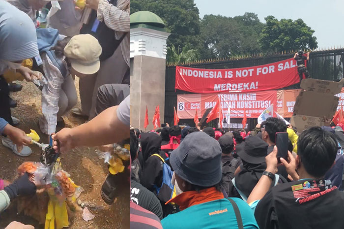 Tangkapan layar serba-serbi demo kawal Putusan MK di depan Gedung DPR RI Jakarta, Kamis (22/8).