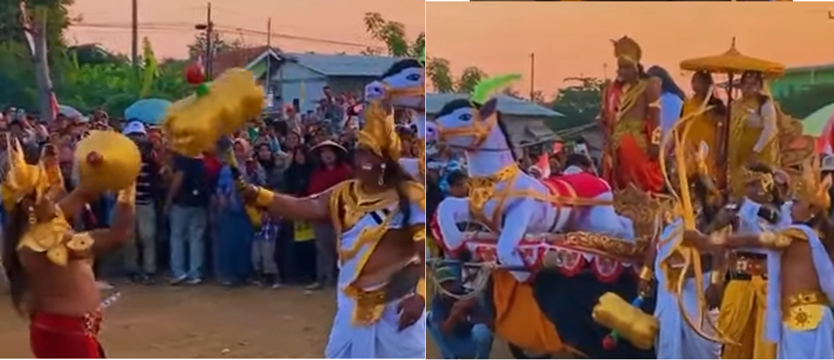 Tangkap Layar suasana Karnaval Mahabarata untuk menyambut HUT Kemerdekaan RI ke 79 di Desa Prapag Lor, Kab. Brebes.