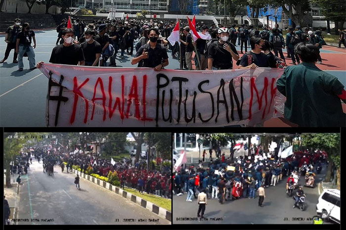 Dokumentasi seruan aksi oleh seluruh mahasiswa ITB yang melakukan demo hari ini, Jum&rsquo;at (23/8).