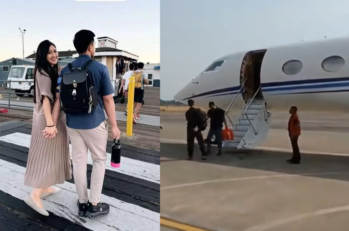Pasangan Erina dan Kaesang diduga menggunakan pesawat jet pribadi untuk perjalanan liburan ke AS.