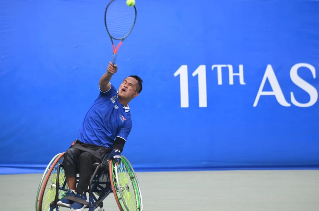 Salah satu atlet tenis kursi roda Indonesia