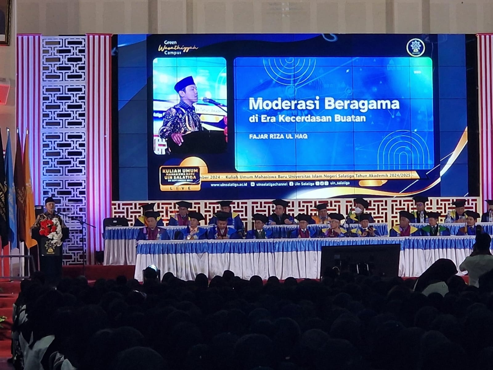 Kuliah Umum dan pengukuhan mahasiswa baru di Gedung Auditorium Prof Ahmadi, Kampus 3 UIN Salatiga, pada Rabu (4/9/2024).