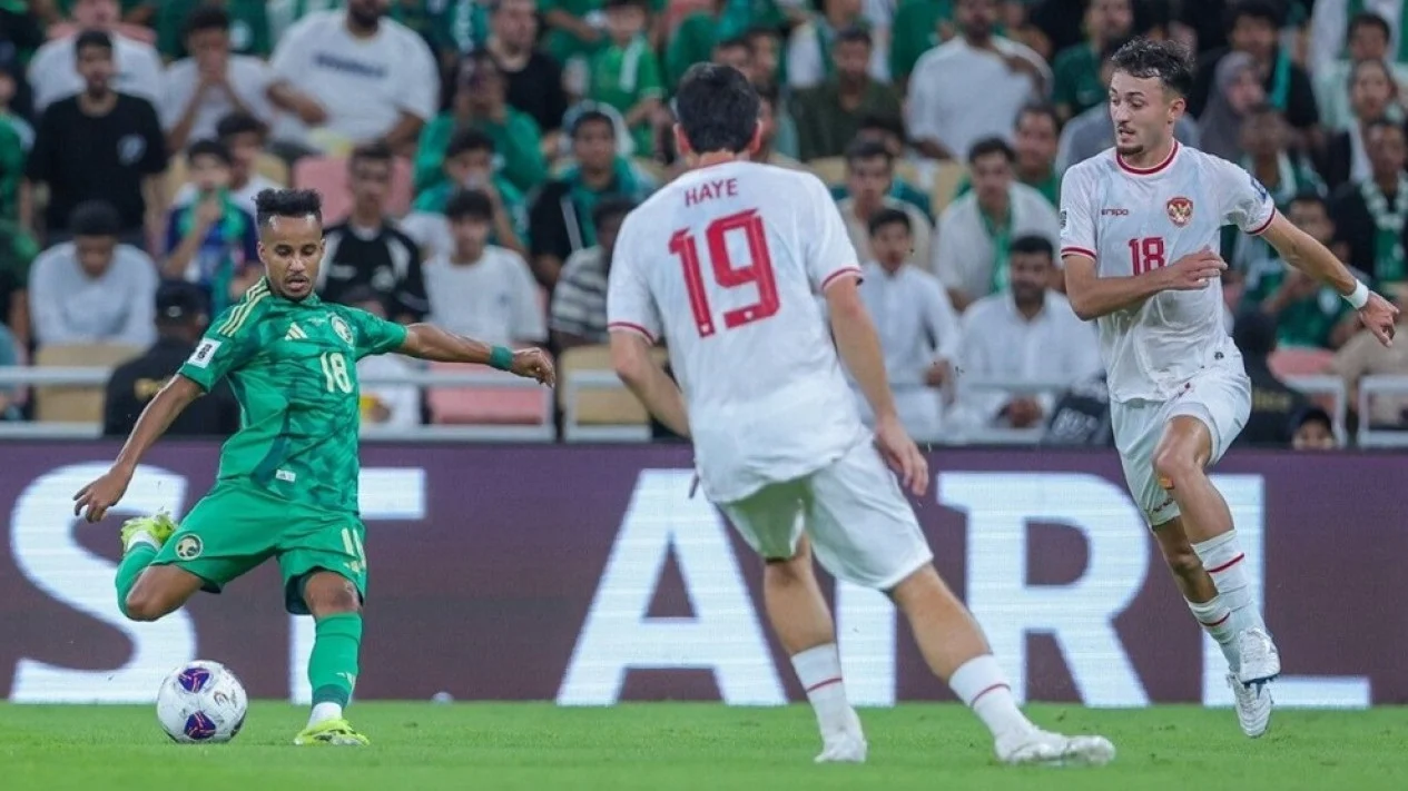 Pemain Timnas Indonesia ketika melawan Arab Saudi.