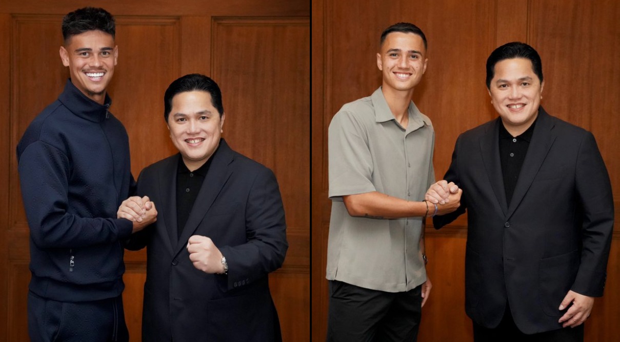 Mees Hilgers dan Eliano Reijnders bersama Erick Thohir