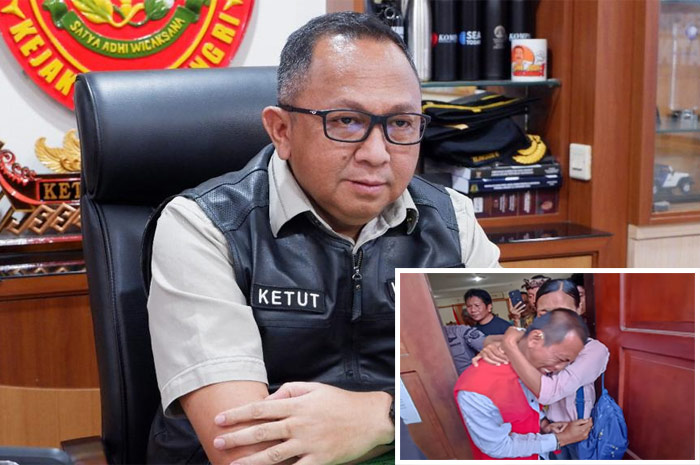 Kajati Bali, Ketut Sumedana dan I Nyoman Sukena yang tampak menangis seusai sidang perkara landak.