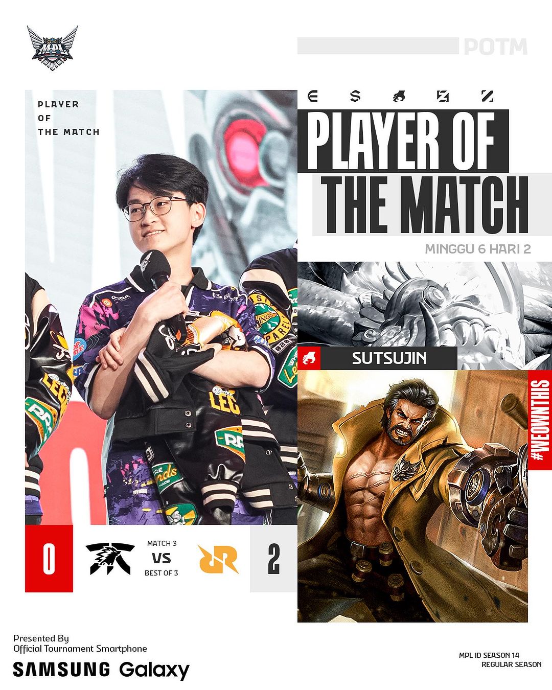 Kemenangan RRQ Hoshi atas Fnatic Onic dan Sutsujin menjadi MVP