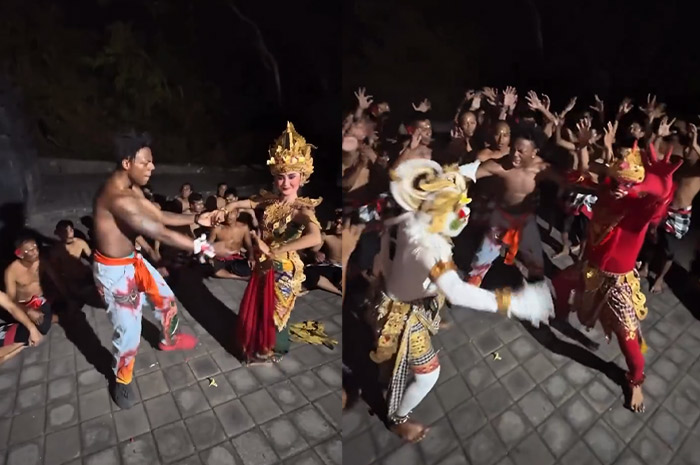 Momen kocak Youtuber IshowSpeed berkunjung ke Bali ikut Tari Kecak.